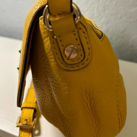 Michael Kors Citrus Yellow Pebbled Leather Small Flap Crossbody Bag - Picture 4 of 10